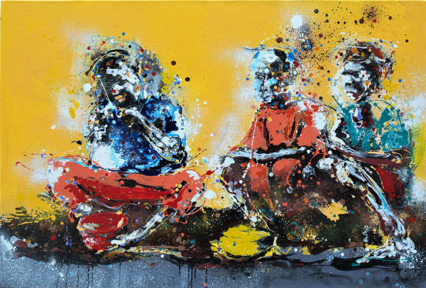 Gnohité - Les frères de la rue - 2019 - 100cm H x 150cm W - Acrylic on canvas