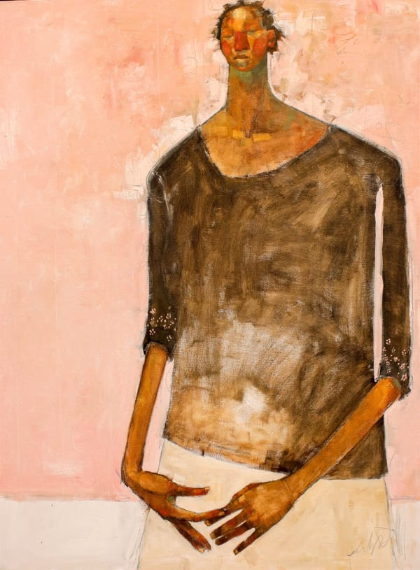 Olivia Mae Pendergast - Woman on Pink - 2018 - 122cm H x 93cm W - Oil on canvas