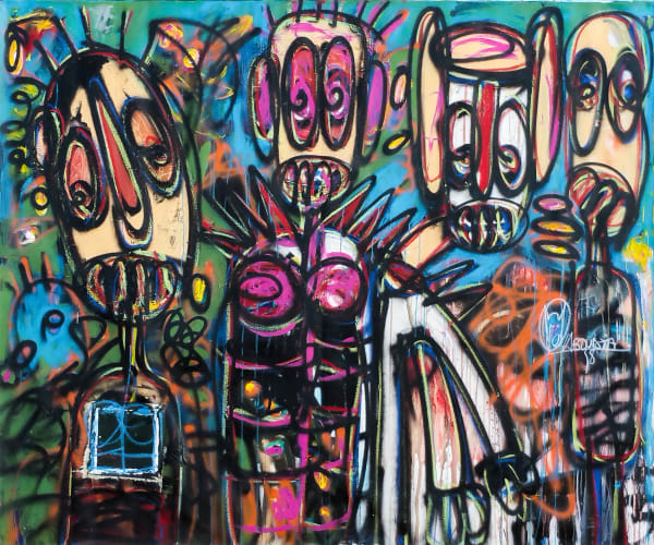 Aboudia - Pink Lady - 2017 - 150cm H x 180cm W - Acrylic and oil pastels on canvas