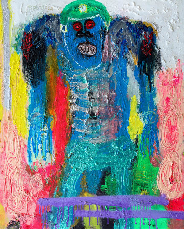 Bob-Nosa - Uniform Man - 2021 - 76,5cm H x 61cm W - Acrylic and spray paint on textured canvas