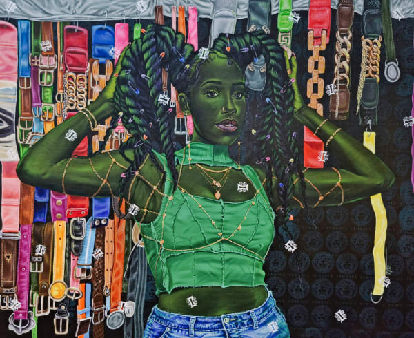 ANJEL (Boris Anje) Safety first, 2022 Acrylic and silk screen print on canvas 110cm H x 140cm W (43 ⁵/₁₆ H x 55 ¹/₈ W inches)