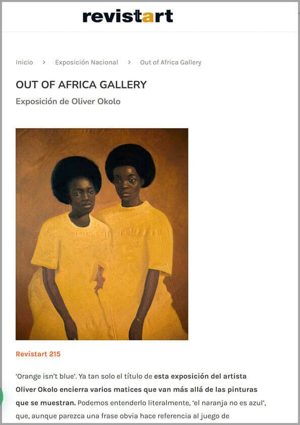 OUT OF AFRICA GALLERY Exposición de Oliver Okolo