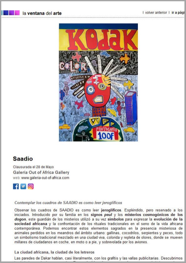 Saadio a la Out of Àfrica Gallery (OOA)