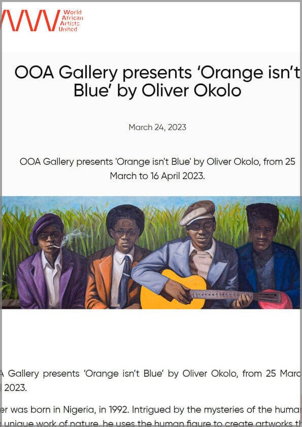 OOA Gallery presents ‘Orange isn’t Blue’ by Oliver Okolo