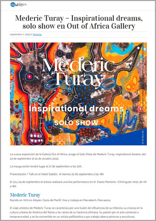 Mederic Turay – Inspirational dreams, solo show en Out of Africa Gallery