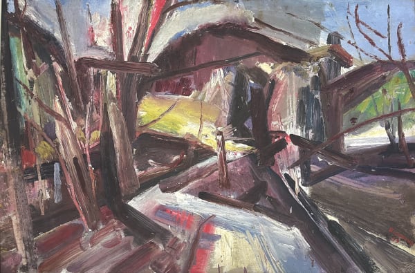 Miles Richmond, 1922-2008, Landscape '49, signed and dated lower right, 60x90.5cm, Oil on Board
