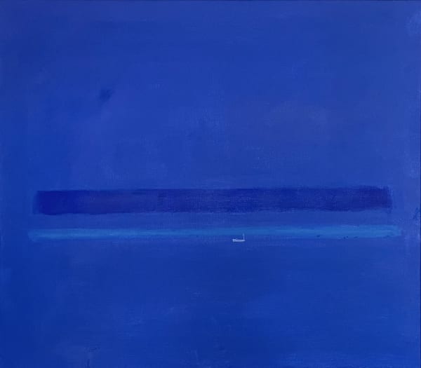 Fishing Boat on Blue Seam Horizon and Sky Background, John Miller