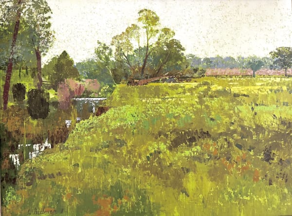River and Countryside, Lionel Bulmer 1919-1992, Oil on Canvas, framed