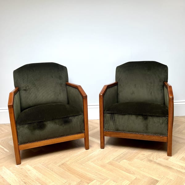 French, A Pair of Art Deco Armchairs, Circa 1940s
