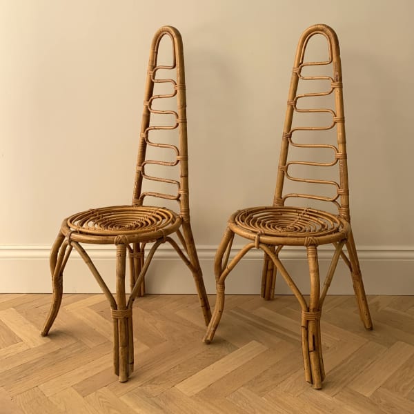 Italian, A Pair of High Back Side Chairs , Circa 1960s