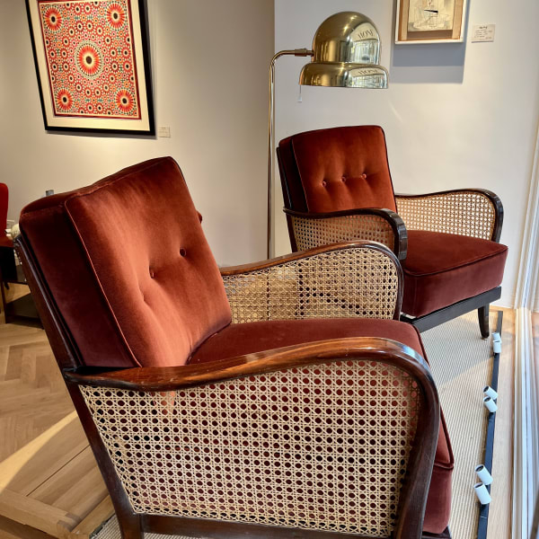 English, A Pair of Rattan Armchairs , Circa 1950s