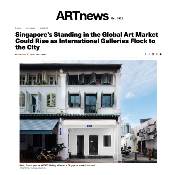ARTnews: "Singapore’s Standing in the Global Art Market Could Rise as International Galleries Flock to the City"