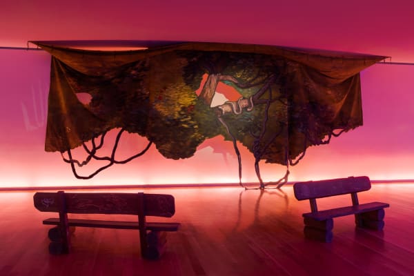 Pauline Curnier Jardin, Deep Scarlet, Scream Ruby | The Freestanding joys, photography by Dinis Santos/Galeria Municipal do Porto.