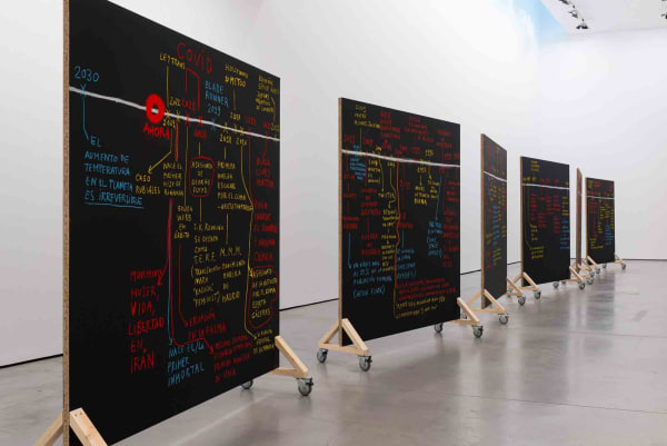 View of the exhibition “Dora García. Romeos, luchadorxs e insecto” © Es Baluard Museu, 2023. © of the work of...