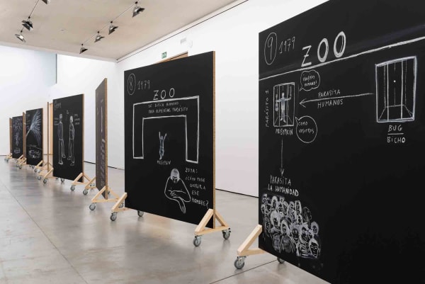View of the exhibition “Dora García. Romeos, luchadorxs e insecto” © Es Baluard Museu, 2023. © of the work of...