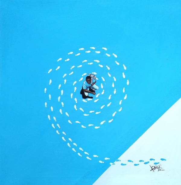 LORD CAVE "Orientado 3", 2023 Acrylic and oil on canvas 70 x 70 cm
