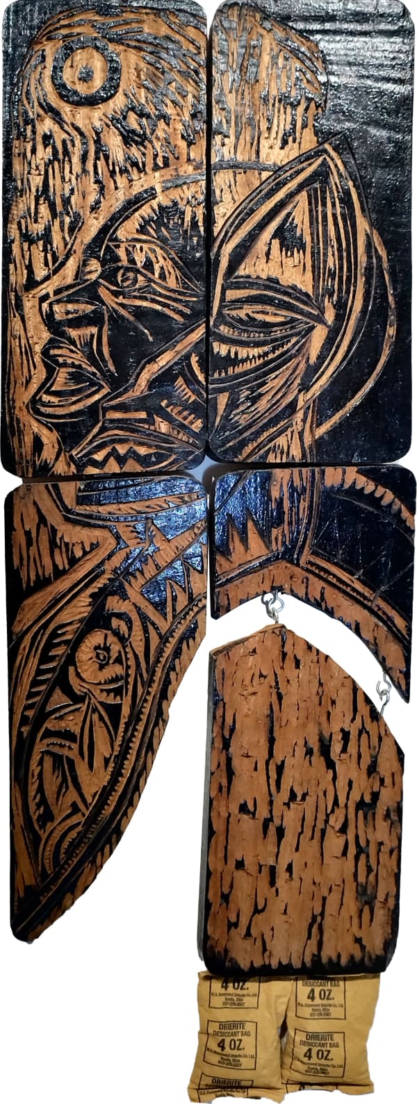 MANUEL VENTURA "Riscos e Ritos (Gritantes das Ancestrais)", 2022 Carved wood 107 x 20 cm + 104 x 20 cm