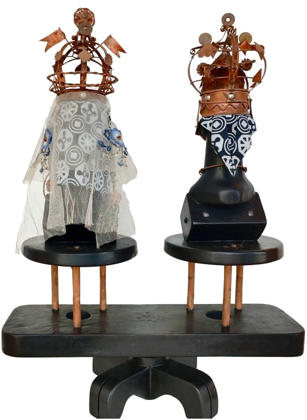 SOZINHO LOPES "Havemos de Voltar", 2021 Mixed media on wood (sheet, wire, fabric) 67 x 49 x 18 cm