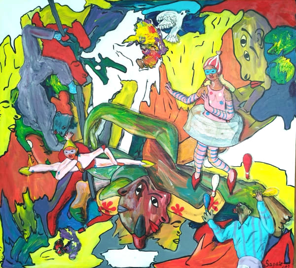 SAPATE "Circo", 2022 Acrylic on canvas 90 x 100 cm