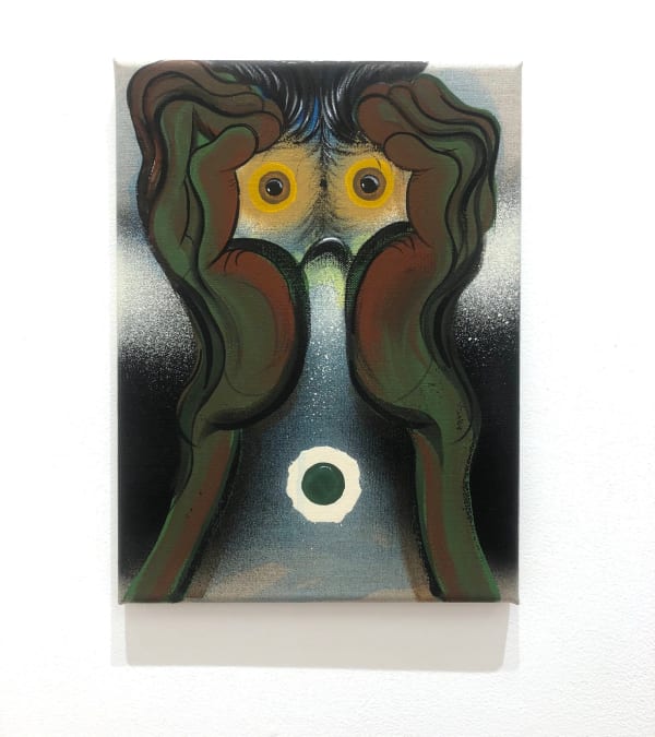 Bridget Mullen, “Birthday Series #21” (2021), Flashe and spray paint on linen, 12 x 9 inches