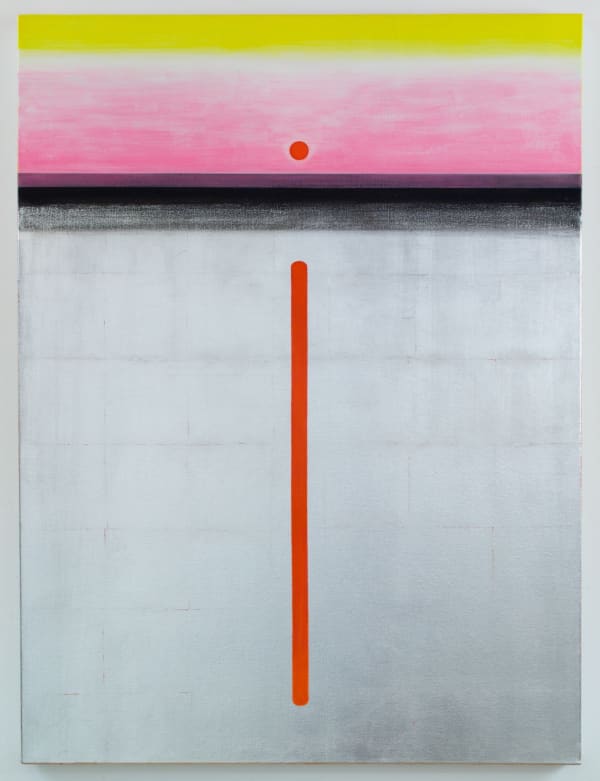 Lisa Beck, Elements 9, 2017, aluminum leaf, acrylic paint, oil paint, and enamel paint on canvas, 48 x 36 inches
