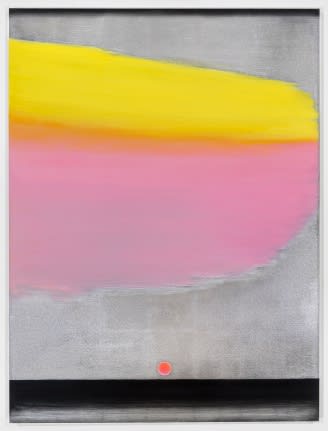 Lisa Beck, Elements 3, 2017, aluminum leaf, acrylic paint, oil paint, and enamel paint on canvas, 48 x 36 inches