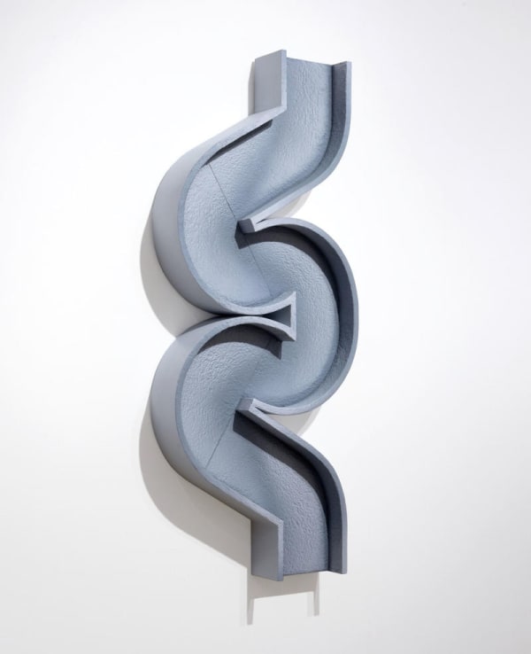 Chain (Blue Grey), by Amir Nikravan. Acrylic on canvas over plaster and wood, 2019.