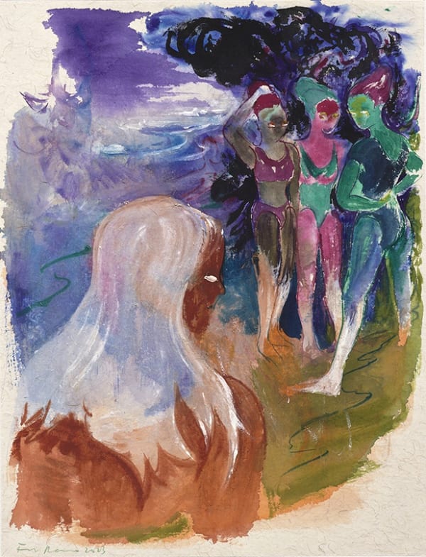 傅饒 Rao FU 《三姐妹》Three Sisters 2023 水彩、紙本 Watercolor on paper Image: 34 × 26 cm Sheet: 41 × 33 cm