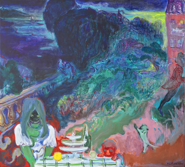 傅饒 Rao FU 《夜訪》Nocturnal Visit 2024 壓克力、畫布 Acrylic on canvas 135 × 150 cm