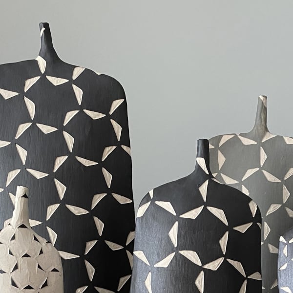 After selling out of her work at both the London Art Fair and Collect this year, a fresh series of forms and patterns are emerging from Björk Haraldsdóttir’s studio for Artefact.