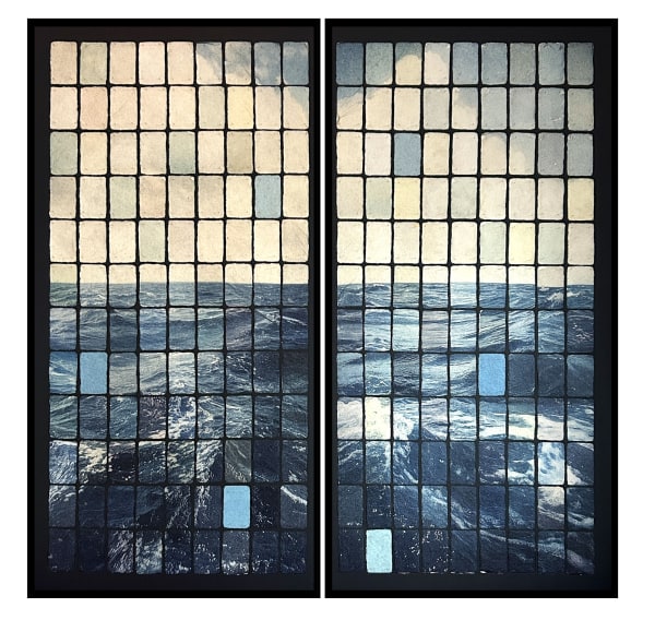 25-66, 2025, Photo emulsion transfers on handmade 100% mulberry paper cards mounted with galvanised steel pins. (Unique)
126 x 128 cm