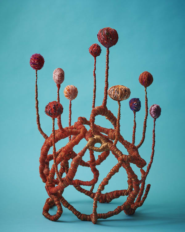 Shane Brox Blooming Spirit, 2023 Vintage textiles, steel and mixed media 52 x 60 x 72 cm 20 1/2 x 23 5/8 x 28 3/8 in