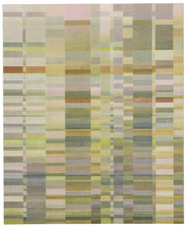 Anne Mette Larsen Winter waltz. No.3, 2023 Signed, dated and titled backside. Tabby in three layers, dyed thin and thick paper yarn 118 x 98 cm 46 1/2 x 38 5/8 in