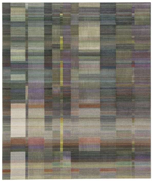 Anne Mette Larsen Winter waltz. No.1, 2023 Signed, dated and titled backside. Tabby in three layers, dyed thin and thick paper yarn 116 x 98 cm 45 5/8 x 38 5/8 in