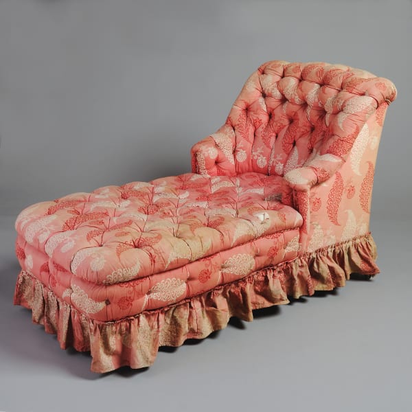 Late Victorian chaise longue, circa 1890, Provenance: Elvedon Hall