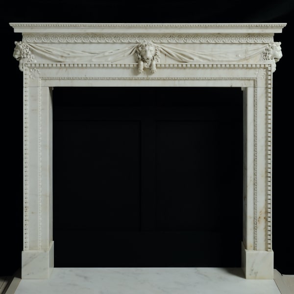Statuary marble chimneypiece designed by the Scottish antiquary James Byrnes, circa 1790.