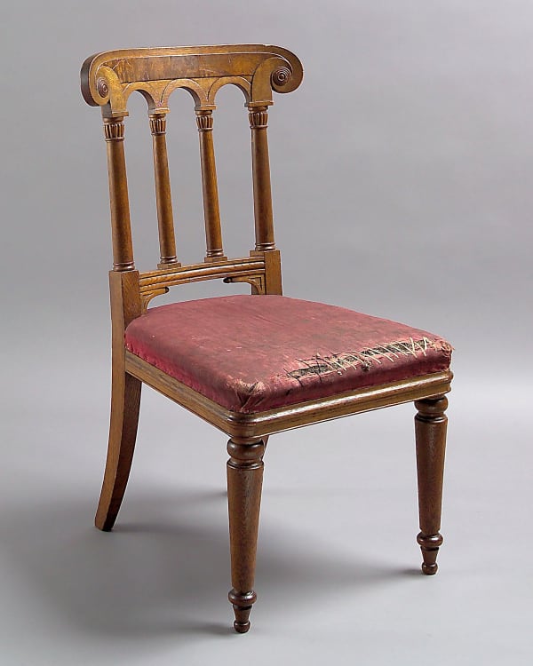 PAIR OF OAK AND POLLARD OAK CHAIRS DESIGNED BY WILLIAM BECKFORD AND H.E.GOODRIDGE, CIRCA 1830, Provenance: William Beckford, Lansdown Crescent,...