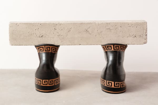 Andrey Guianá Zignnatto, Alicerce IV (Foundation IV), 2021, ceramic and concrete, 65 x 120 x 20 cm