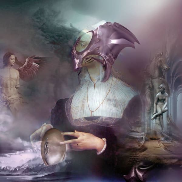 Ovidiu Avram - The Woman with the Mask, 2015, Oil and Mixed Media on Canvas, 100 x 100 cm (39 3/8 x 39 3/8 in)