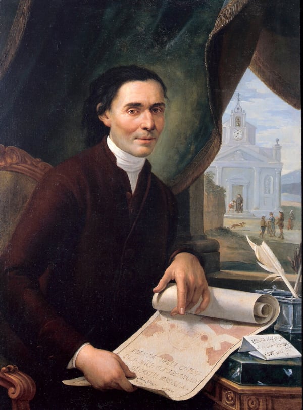 Portrait of Giacomo Giustini Holding a Plan of the Church of San Michele Arcangelo in Castel Madama