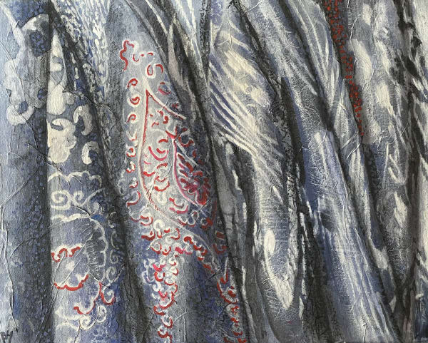 Manches de VesteBoukhara, Ouzbekistan, Tecnica mista su carta giapponese applicata su tela, 40 x 50 cm