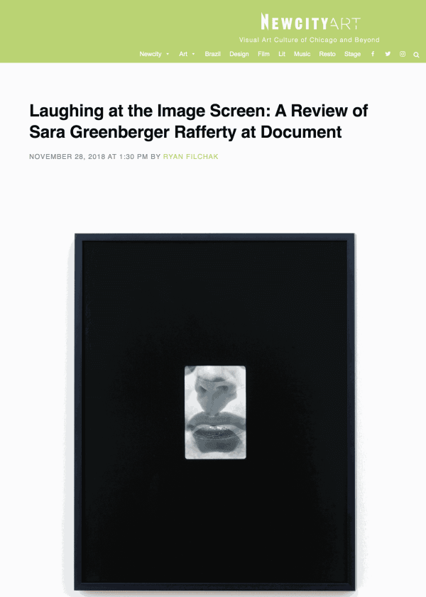 Laughing at the Image Screen: A Review of Sara Greenberger Rafferty at Document