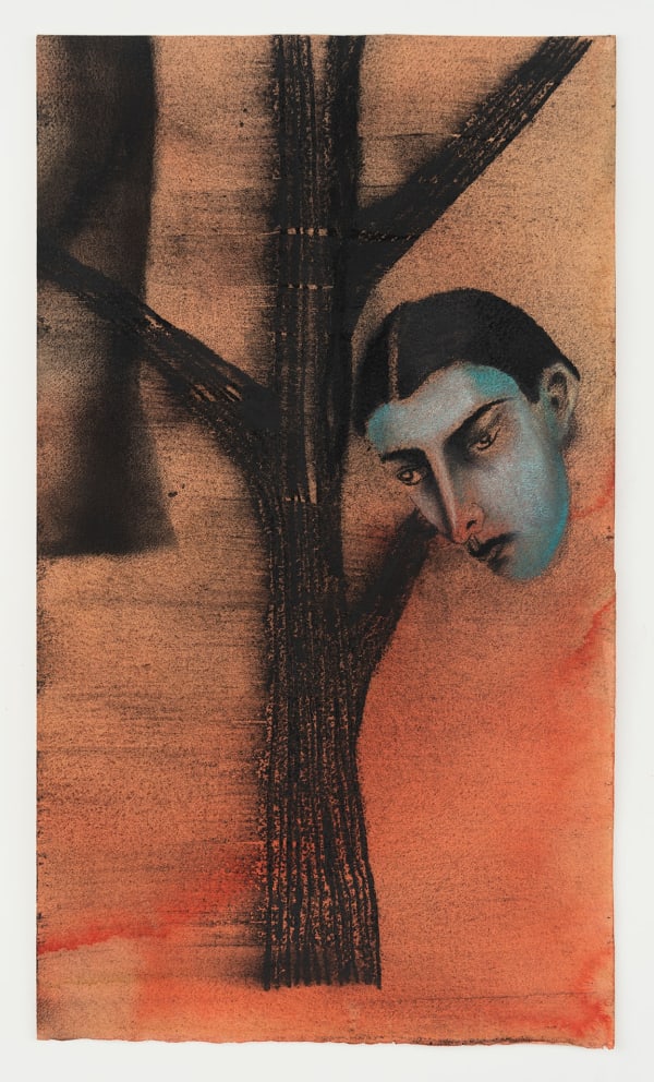 Anju Dodiya Listening (To the Trees) Watercolour, charcoal and soft pastel on paper 21 x 12 in | 53.5 x 30.5 cm 2022