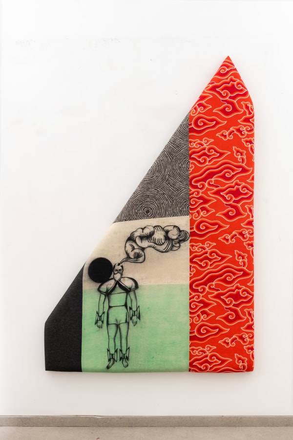 Anju Dodiya Clouds for a Diver Watercolour and charcoal on fabric combine, stretched on fabric board 66 x 43 x 2.25 in 2021