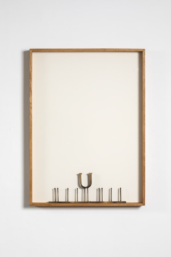 Shilpa Gupta U (TRUTH) Gun metal, wood 30.5 x 22.5 x 2.5 in 2023 Edition of 3
