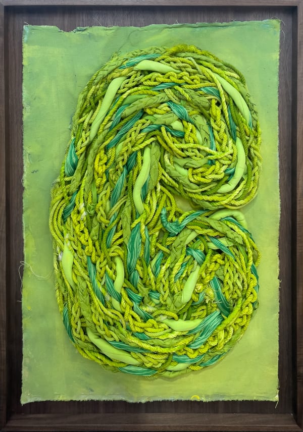 Osman Yousefzada Strand Canvas, acrylic, pigment and various textile fibres 34 x 24 x 2 in 2023