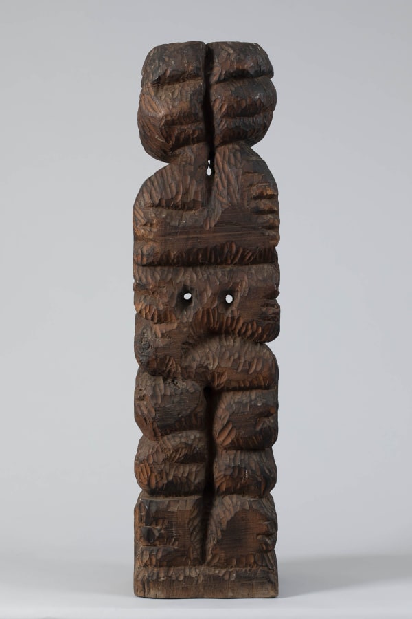 Leela Mukherjee Intertwined Figures V, Circa 1980s Wooden Sculpture 38 x 8.5 x 11 in