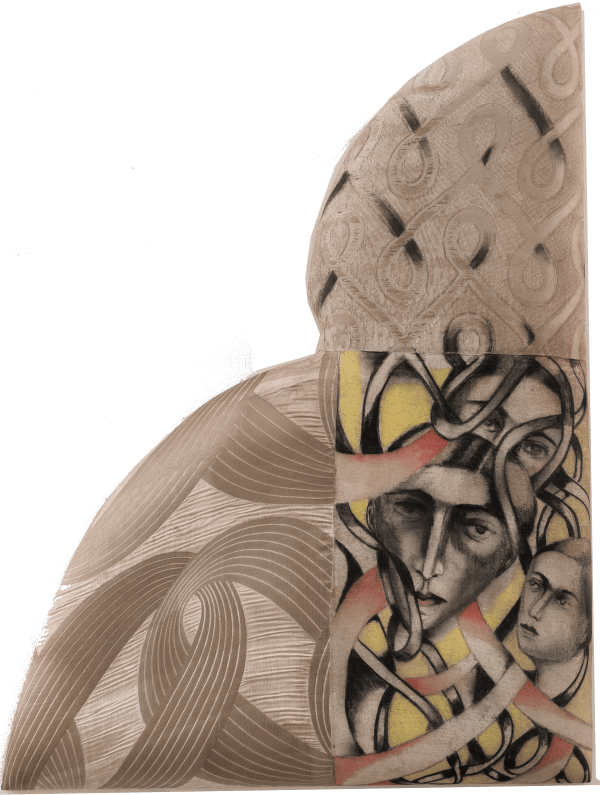 Anju Dodiya The Wave of Knots Charcoal and watercolour on fabric combine stretched on padded board