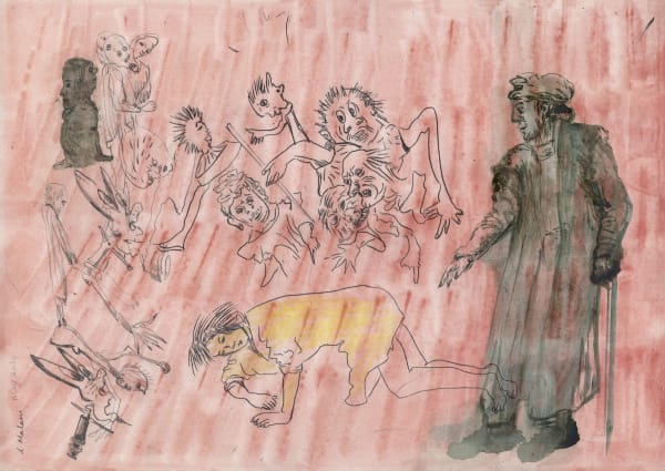 Nalini Malani I Know Nothing of the Role I Play - I Acrylic, ink, pencil on Arches paper