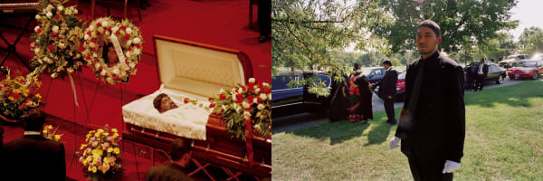 Gauri Gill Taxi driver Prem Kumar Walekar of Olney, 54, was shot dead at a gas station in Rockville, Montgomery by a sniper. Seen at right is his son at the funeral. Maryland 2002, from the series The Americans Archival pigment print